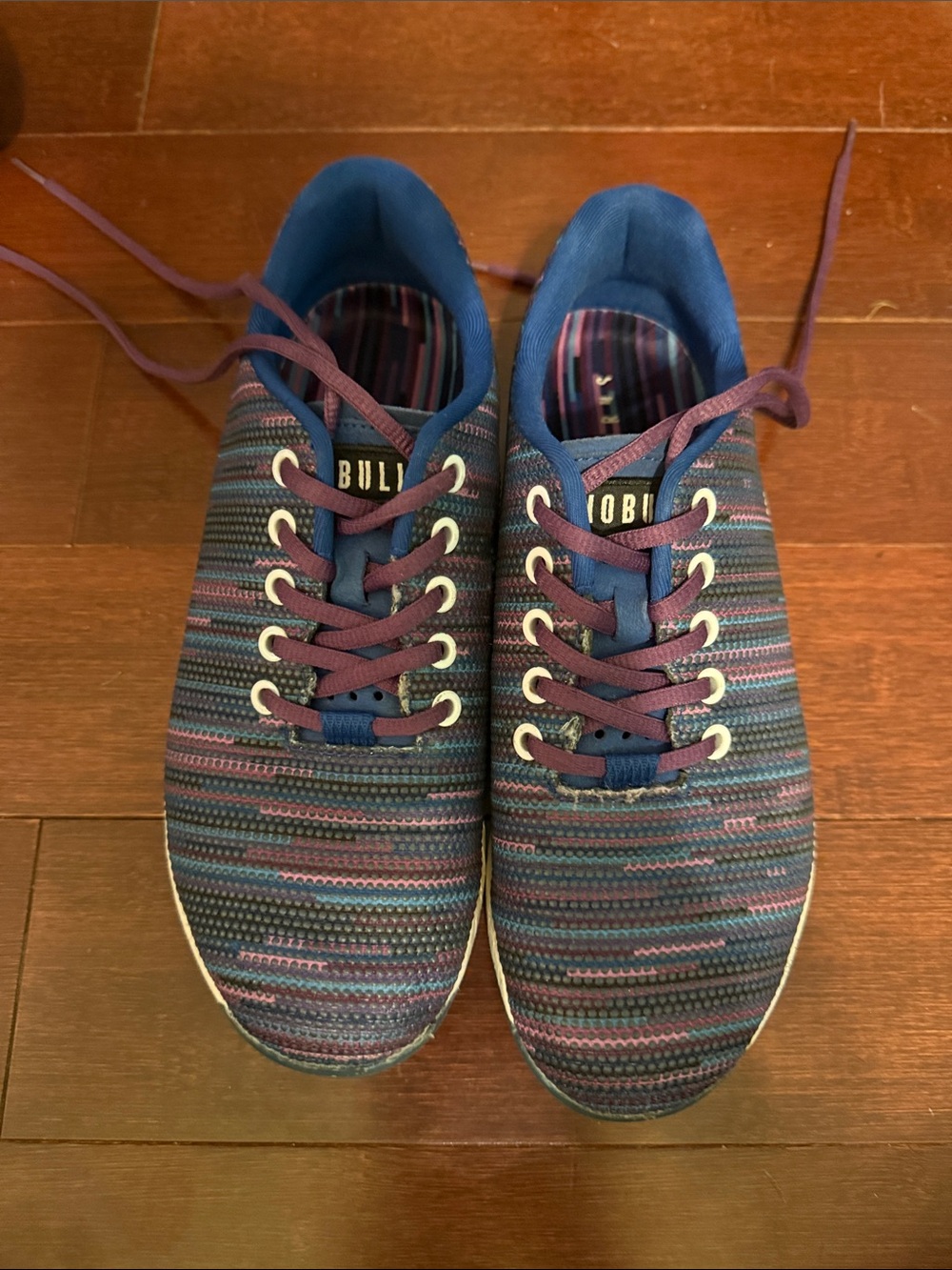 NOBULL Navy and Burgundy Knit Athletic Shoes- good condition.